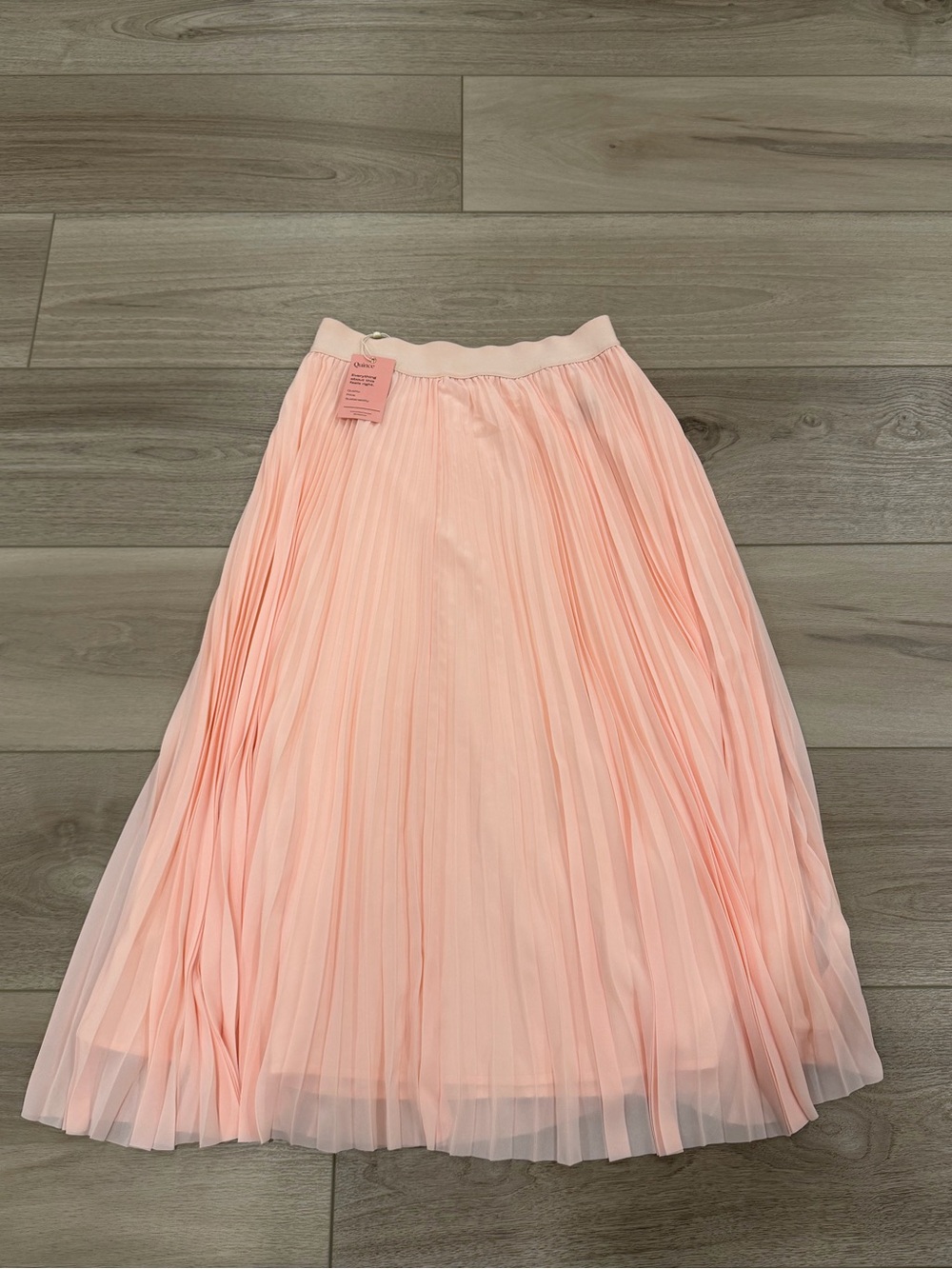 Quince Blush Pleated Chiffon Midi Skirt, Size L NWT - Picture 2 of 8